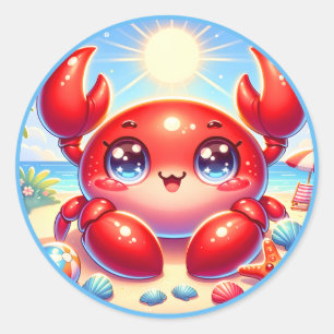 Cute Summer crab lovers beach  Classic Round Sticker