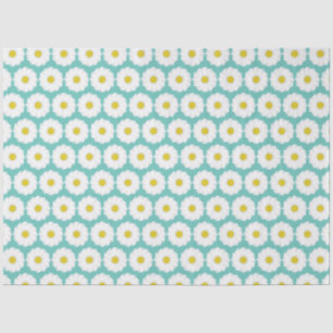 Cute Summer Daisies Pattern on Blue Tissue Paper