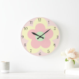 Cute summer Daisy flower petal gradient Birthday Large Clock
