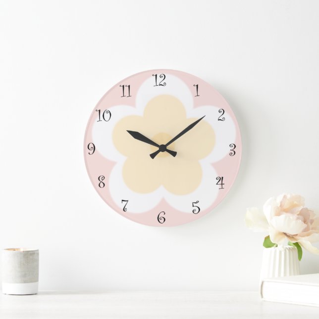 Cute summer Daisy flower petal gradient Birthday Large Clock (Home)
