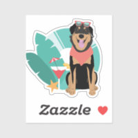 Cute Summer Dog With Sunglasses Classic Round Stic