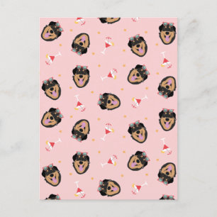 Cute Summer Dog With Sunglasses Pattern Postcard
