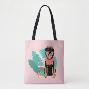 Cute Summer Dog With Sunglasses Tote Bag