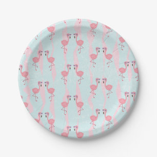 Cute Summer Flamingo Pattern Paper Plate