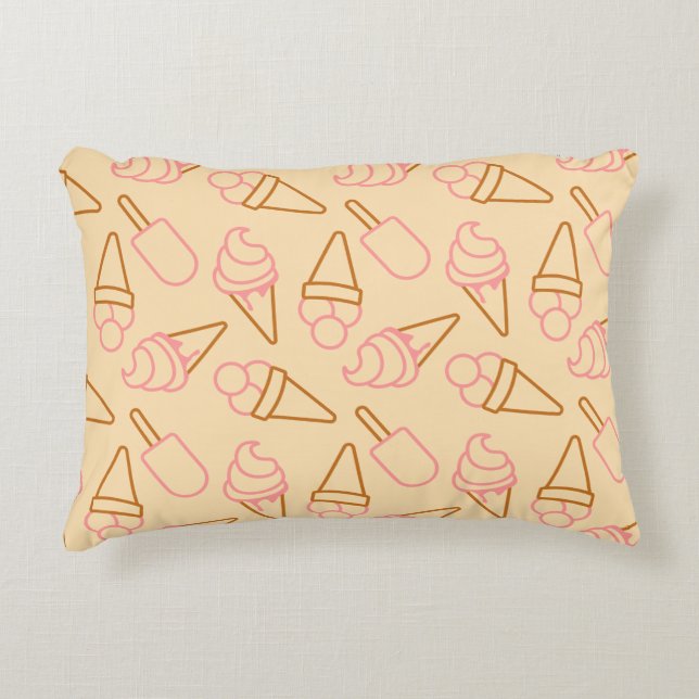 Cute summer food with outline ice cream contours accent pillow (Front)