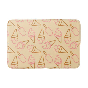 Cute summer food with outline ice cream contours bath mat
