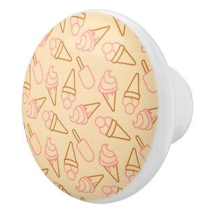 Cute summer food with outline ice cream contours ceramic knob