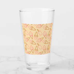 Cute summer food with outline ice cream contours glass