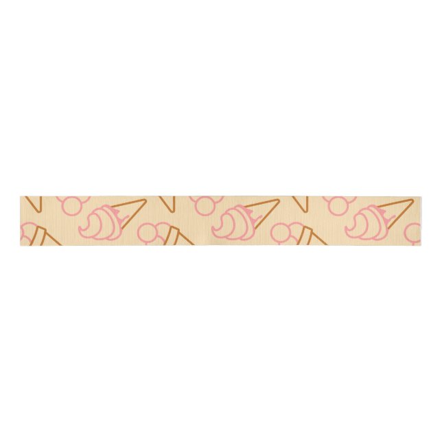 Cute summer food with outline ice cream contours grosgrain ribbon (Front)
