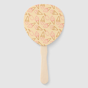 Cute summer food with outline ice cream contours hand fan
