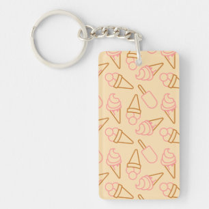 Cute summer food with outline ice cream contours keychain