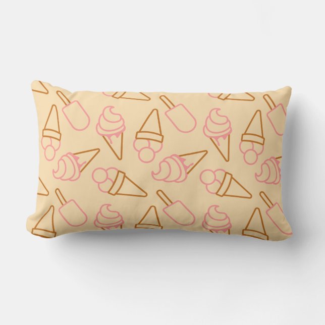 Cute summer food with outline ice cream contours lumbar pillow (Front)