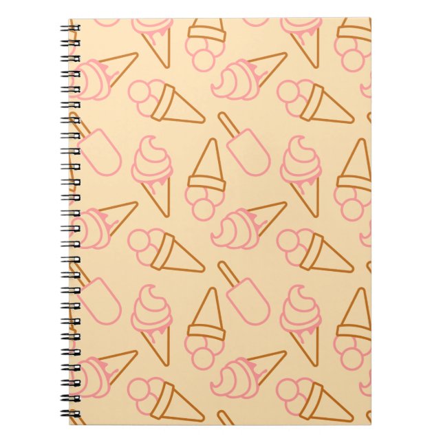 Cute summer food with outline ice cream contours notebook (Front)