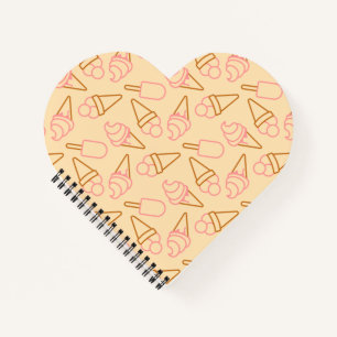 Cute summer food with outline ice cream contours notebook