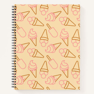 Cute summer food with outline ice cream contours notebook