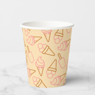 Cute summer food with outline ice cream contours paper cups