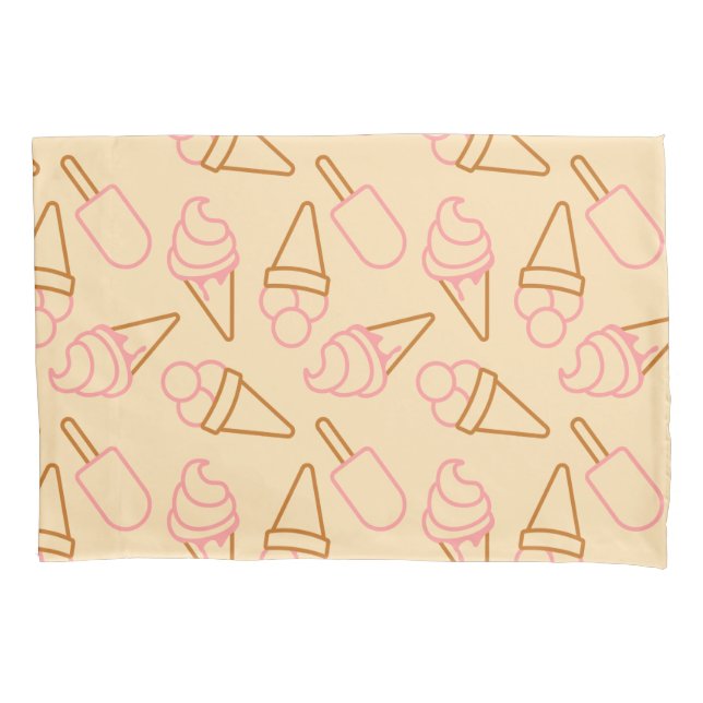Cute summer food with outline ice cream contours pillowcase (Front)