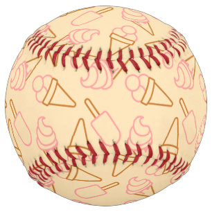 Cute summer food with outline ice cream contours softball
