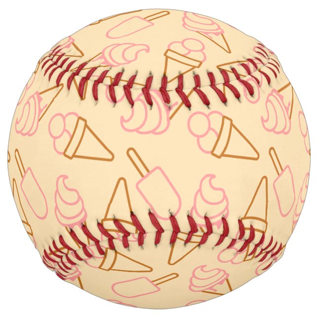 Cute summer food with outline ice cream contours softball (Front)