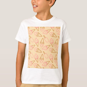 Cute summer food with outline ice cream contours T-Shirt