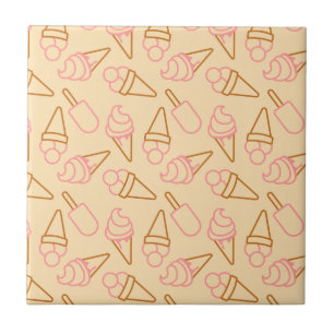 Cute summer food with outline ice cream contours tile