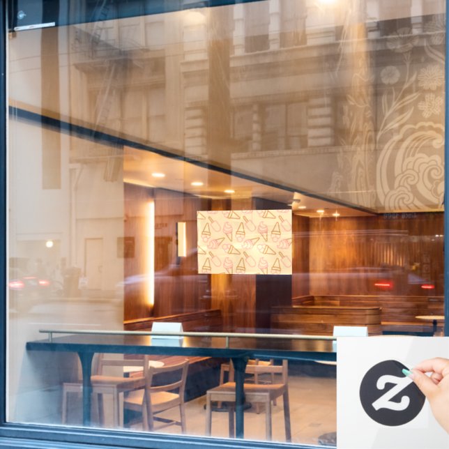 Cute summer food with outline ice cream contours window cling (Cafe Window)