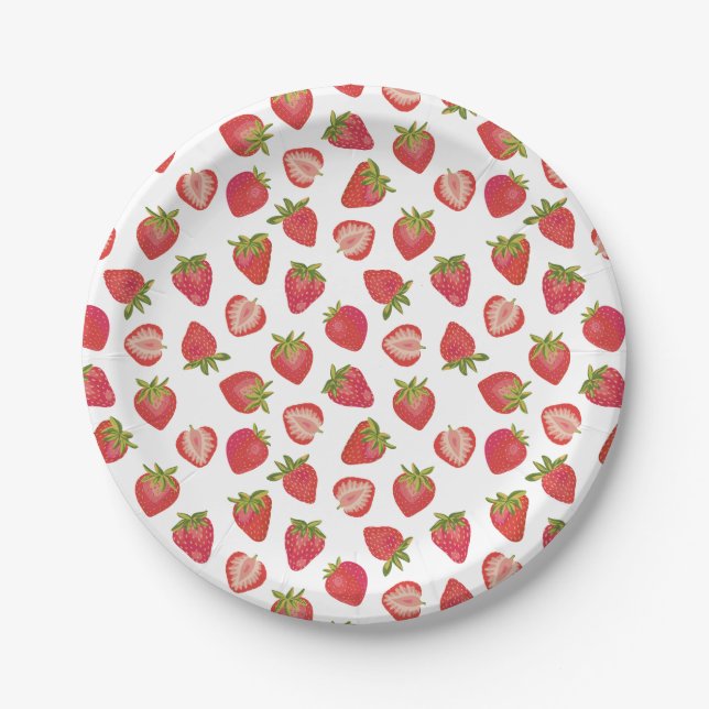 Cute Summer Fruit Strawberry Pattern Paper Plate (Front)