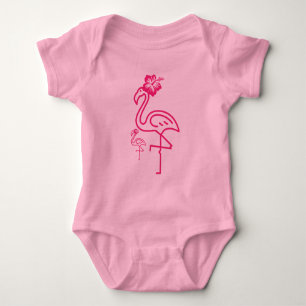 Cute Summer Girly Flamingo Baby Bodysuit