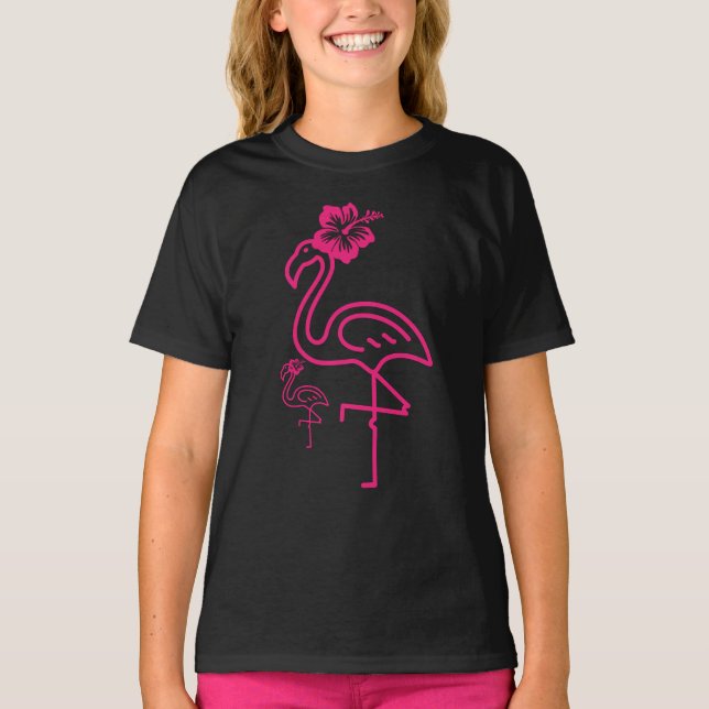 Cute Summer Girly Flamingo  T-Shirt (Front)