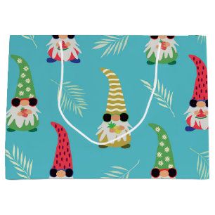 Cute summer gnomes holding fruits pattern  large gift bag
