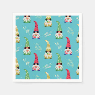 Cute summer gnomes holding fruits pattern  napkin