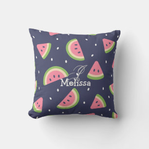 Cute Summer Green Pink Watermelon Fruit Pattern Throw Pillow
