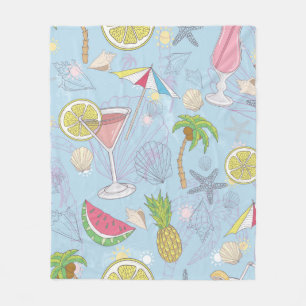 Cute summer illustration pattern with watermelon,  fleece blanket
