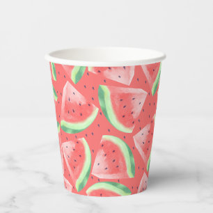 Cute Summer Kawaii Watercolor Watermelon Paper Cups