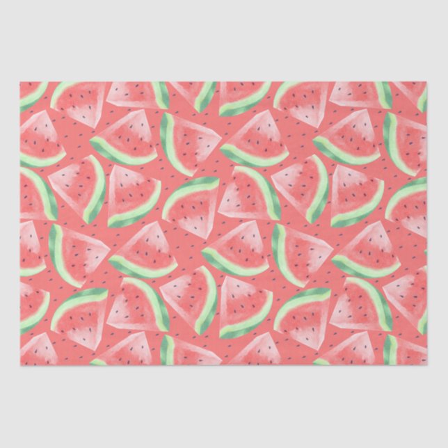 Cute Summer Kawaii Watercolor Watermelon Tissue Paper (Front)
