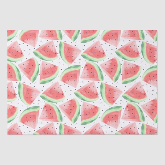 Cute Summer Kawaii Watercolor Watermelon Tissue Paper (Front)