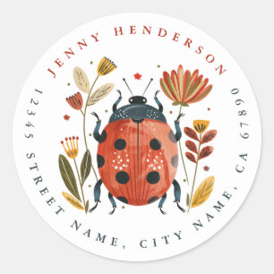 Cute Summer Ladybug Round Stickers