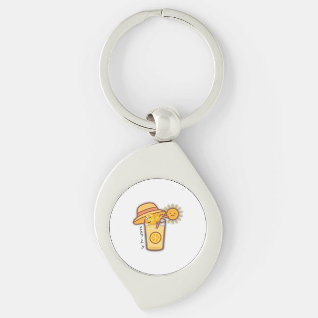 Cute Summer Lemonade Cartoon T-Shirt – Sunny Hat & Keychain (Front)