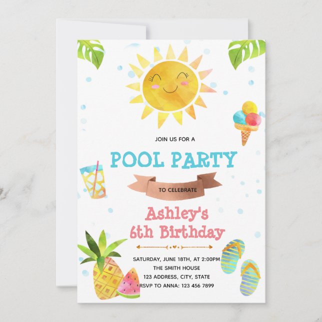 Cute summer party invitation (Front)