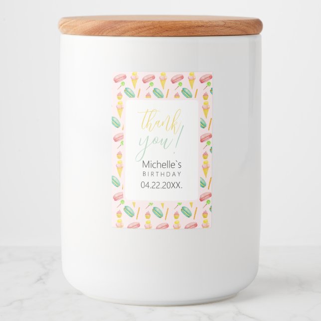 Cute Summer Party Watercolor Illustration Pattern Food Label (Front)