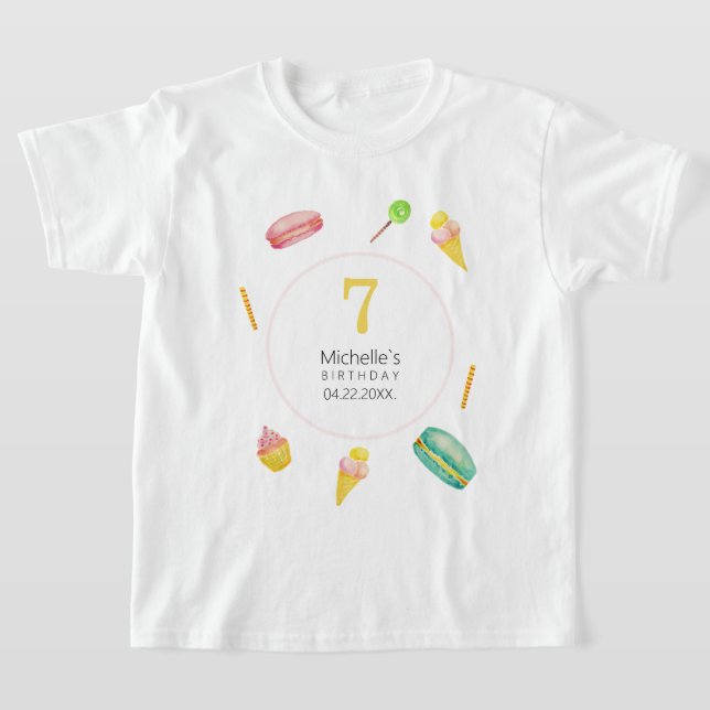 Cute Summer Party Watercolor Illustration  T-Shirt (Laydown)