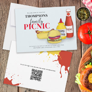 Cute Summer Picnic BBQ Fun Whimsical QR Code Invitation