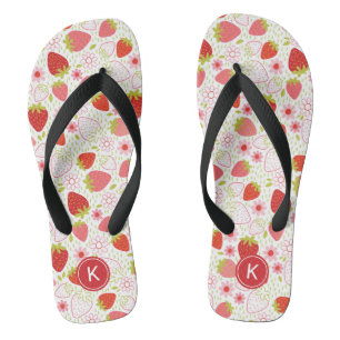 Cute Summer Pink Strawberry Pattern Flip Flops