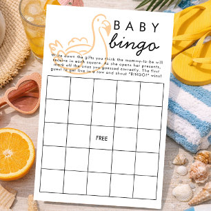 Cute Summer Pool Party Baby Shower Bingo Game Card