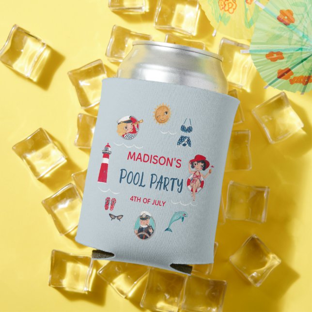 Cute summer pool party can cooler (In Situ Summer)