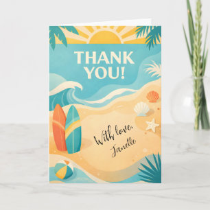 Cute Summer Pool Party Thank You Beach Tropical Card