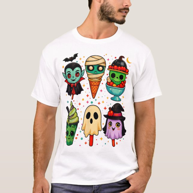 Cute Summer Popsicle Horror Halloween Gift Spooky T-Shirt (Front)