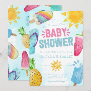 Cute Summer Popsicle Ready to Pop Baby Shower Invitation