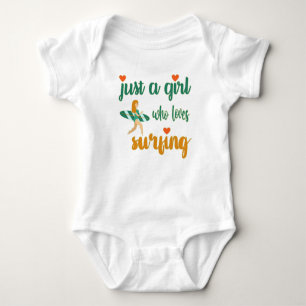 Cute summer quote Just a girl who loves surfing Baby Bodysuit