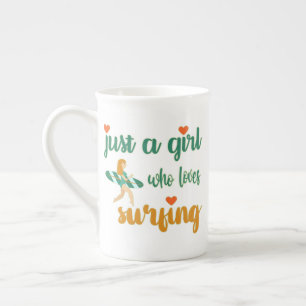 Cute summer quote Just a girl who loves surfing  Bone China Mug